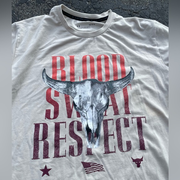 The Rock Blood, Sweat, Respect Under Armour T-Shirt Project Rock Men’s Large - Picture 4 of 6